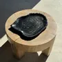 Platter and bowls - Very large empty pouch or dish in black petrified wood D35 - OFFICE OBJETS