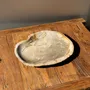 Platter and bowls - Very large empty pouch or dish in beige petrified wood D35 - OFFICE OBJETS