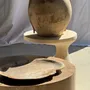Platter and bowls - Very large empty pouch or dish in beige petrified wood D35 - OFFICE OBJETS