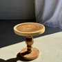 Tables basses - Coffee table en suar massif pied central sphères H56,5 D55,5 - OFFICE OBJETS