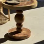 Tables basses - Coffee table en suar massif pied central sphères H56,5 D55,5 - OFFICE OBJETS
