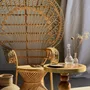 Tables basses - Coffee table en suar massif pied central sphères H56,5 D55,5 - OFFICE OBJETS