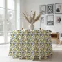 Table linen - Round Tablecloth with Floral Print – 100% Linen - Lemon & Blueberry - NORRAVILLA