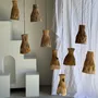 Abat-jours - Suspension ou abat-jour en teck naturel organique ajouré tubulaire H30 - OFFICE OBJETS