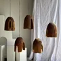 Suspensions - Grande suspension ou abat-jour en teck naturel organique tubulaire H40 - OFFICE OBJETS