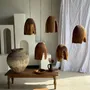 Suspensions - Grande suspension ou abat-jour en teck naturel organique tubulaire H40 - OFFICE OBJETS
