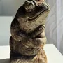 Sculptures, statuettes et miniatures - Petite grenouille sculpture de pierre calcaire balinaise musique - OFFICE OBJETS