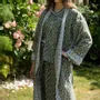 Sleepwear - Long Cotton Kimono - Falling Leaf Green - LIME TREE DESIGN