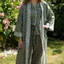 Sleepwear - Long Cotton Kimono - Falling Leaf Green - LIME TREE DESIGN