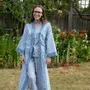 Sleepwear - Long Cotton Kimono - Blue Bud - LIME TREE DESIGN
