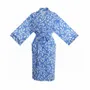 Sleepwear - Long Cotton Kimono - Large Leaf Blue - LIME TREE DESIGN