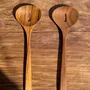 Kitchen utensils - Salad cutlery or large teak spoon in oval openwork shape L30 D9 - OFFICE OBJETS