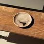 Pièces uniques - Vide poche, plat ou assiette circulaire en bois pétrifié tache noire - OFFICE OBJETS