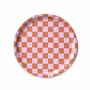 Plateaux - CHECKER Orange/Pink Round Serving Tray - 31 cm - BLU KAT