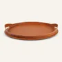 Leather goods - Leather and steel oval tray TABLA - LIMAC DESIGN