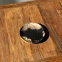 Pièces uniques - Petit vide poche ou plat en bois pétrifié noir et beige D20,5 -3317 - OFFICE OBJETS