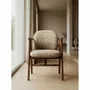Chaises - Chaise teinte noyer & tissu crème - EMPREINTE DU TEMPS