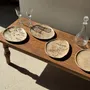 Assiettes de réception - Petit vide poche ou plat en bois pétrifié ovale beige cernes moucheté - OFFICE OBJETS