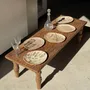 Platter and bowls - Small empty pouch or dish in beige petrified wood oval with crystal ri - OFFICE OBJETS