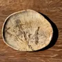 Platter and bowls - Small empty pouch or dish in beige petrified wood oval with crystal ri - OFFICE OBJETS