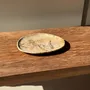 Platter and bowls - Small empty pouch or dish in beige petrified wood oval with crystal ri - OFFICE OBJETS