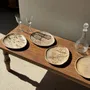 Assiettes de réception - Petit vide poche ou plat en bois pétrifié blanc quadrillé brun - OFFICE OBJETS