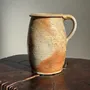 Carafes - Grand pot ovale en grès brut à anse beige H20 D11 - OFFICE OBJETS