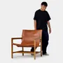 Armchairs - Hadi armchair - brown leather - DESIGN TRIP