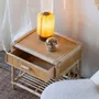 Lampes à poser - ERIS - Petite lampe à poser en lin et bois de manguier - HYDILE
