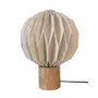 Table lamps - ERIS – Small round linen and mango wood table lamp - HYDILE