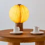 Table lamps - ERIS – Small round linen and mango wood table lamp - HYDILE