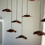 Hanging lights - Small wavy teak flat leaf suspension D:30 - OFFICE OBJETS