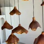Hanging lights - Small organic teak suspension hat D30 H20 - OFFICE OBJETS
