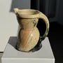 Carafes - Handmade ceramic carafe in beige, pink and black thick black H21 - OFFICE OBJETS