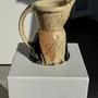 Carafes - Handmade ceramic carafe in beige, pink and black thick black H21 - OFFICE OBJETS