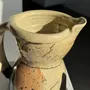 Carafes - Handmade ceramic carafe in beige, pink and black thick black H21 - OFFICE OBJETS
