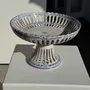 Plats et saladiers - Corbeille à fruits à décors bleus en faïence blanche H14 - OFFICE OBJETS