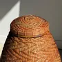 Vases - Large oval belly basket Indonesian basketry with lid H65 D50 - OFFICE OBJETS