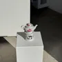 Tea and coffee accessories - Complete porcelain tea pot and stove with pink floral decoration H18 - OFFICE OBJETS