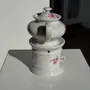 Tea and coffee accessories - Complete porcelain tea pot and stove with pink floral decoration H18 - OFFICE OBJETS