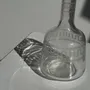 Vases - Petit vase flacon en verre gravé motifs géométriques vintage H16,5 - OFFICE OBJETS