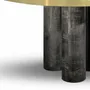 Tables pour hôtels - Table à manger ovale Ray 300 x 115 cm – Sycomore frisé gris & laiton - DUISTT