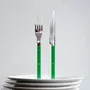 Ménagères - Set de 4 couverts de table - Bistrot Uni, Vert jardin - SABRE PARIS