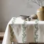 Table linen - 100% linen tablecloth KLATTE striped green leaves - NORAVILLA