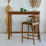 Chairs - AMBIA - Teak and khaki rope bar stool - HYDILE