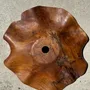 Suspensions - Grande suspension feuille plate ondulée en teck fleur stries D:50 - OFFICE OBJETS