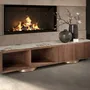 TV stands - TV unit in walnut, polished gold steel and porcelain marble top - ANGEL CERDÁ