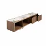 TV stands - TV unit in walnut, polished gold steel and porcelain marble top - ANGEL CERDÁ
