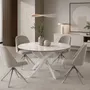 Tables Salle à Manger - Table à manger ronde en marbre céramique et acier blanc - ANGEL CERDÁ