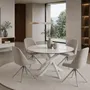 Tables Salle à Manger - Table à manger ronde en marbre céramique et acier blanc - ANGEL CERDÁ